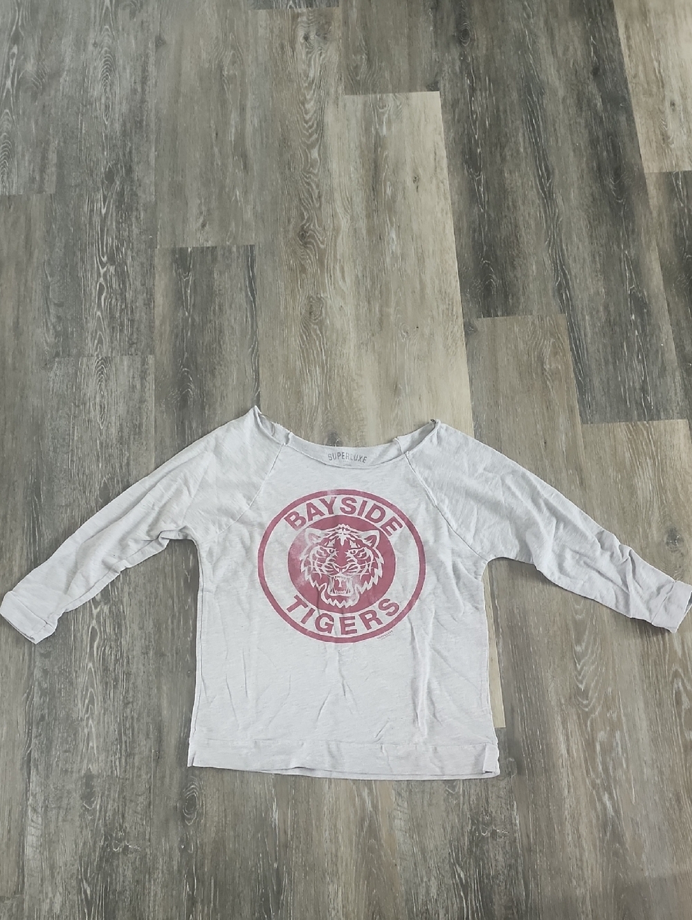 Kids White Tee with Pink Bayside Tigers Graphic